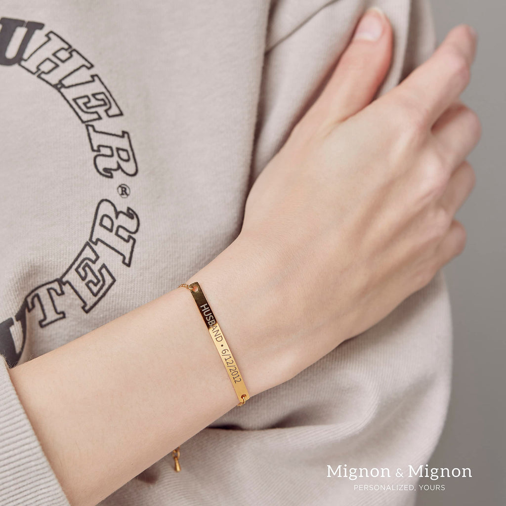 Engraved Bracelets for Women, Custom Name Bracelet with Coordinates, Gifts