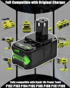 BAVRUY 2 Pack Upgrade 8000mAh for Ryobi 18V Battery Lithium ion Compatible P102 P103 P104 P105 P107 P109 P122 PBP002 PBP003 PBP004 PBP005 RB18L50(8AH*2)