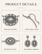 TOPACC Western Jewelry Set for Women Metal Vintage Western Necklace with Earrings Cowgirl Jewelry‌ for Country Concert Outfit