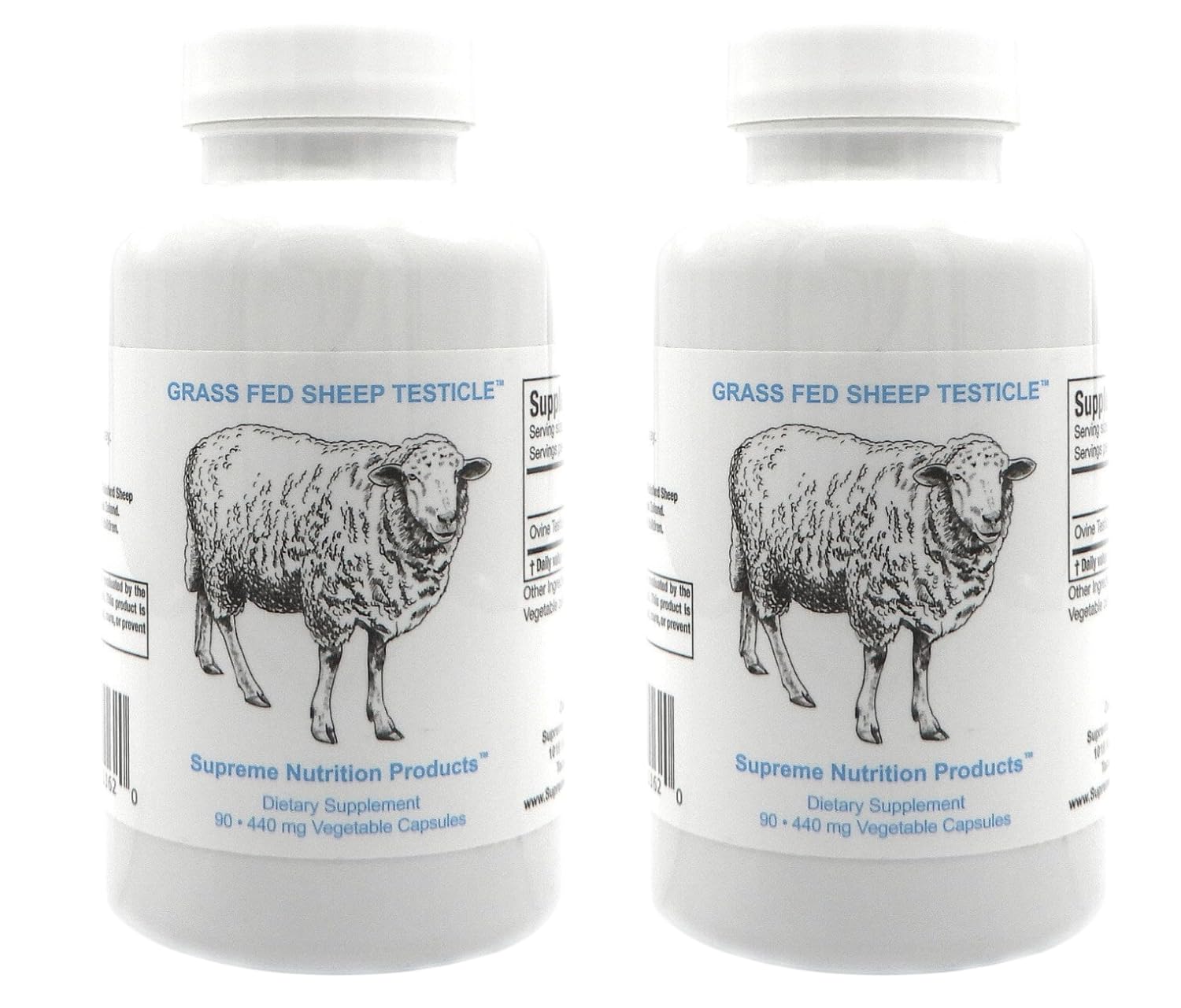 Supreme Nutrition Sheep Testicle - 100% Grass Fed and Finished in New Zealand, 90 Capsules of Pure Ovine Testicle (Pack of 2)