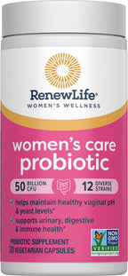 Renew Life Women's Probiotic Capsules, 50 Billion CFU Guaranteed, Supports pH Balance, Vaginal, Urinary, Digestive and Immune Health(2), L. Rhamnosus GG, Dairy, Soy and Gluten-Free, 30 Count