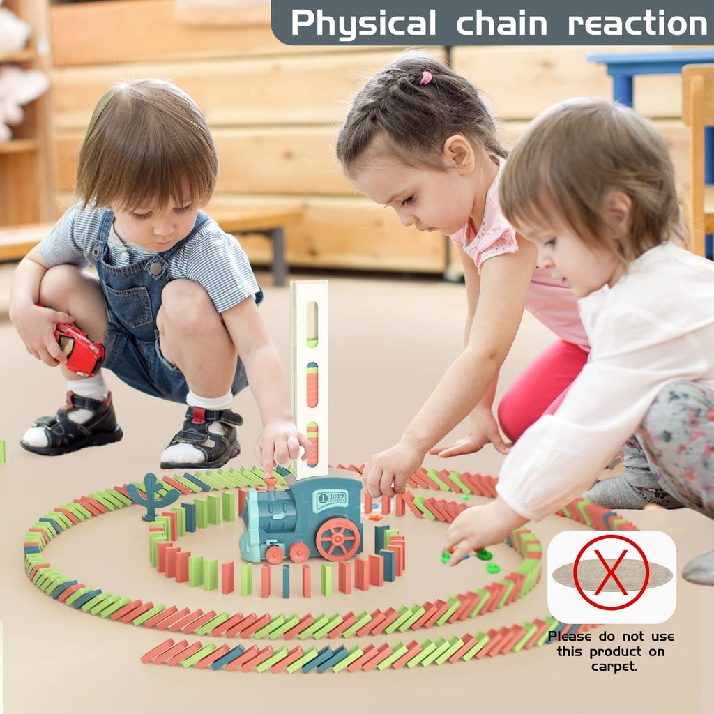 PREPHY Domino Train Toys Kids Games - Automatic Stacking Creative Game 3+ Year Old - Stem Montessori Toy for Boys 4-6 - Summer Autistic Christmas Birthday Gifts 5 6 Toddler Ages 4-8 180PCS