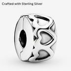 PANDORA Band of Hearts Clip Charm - Compatible with PANDORA Moments - Sterling Silver - Gift for Her - Jewelry for Women with Gift Box