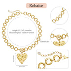 Robaice Chunky Heart Necklace for Women，14K Plated Gold Chain Necklaces