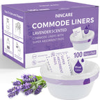 Commode Liners with Absorbent Pads for Bedside Commode, 100 Lavender Scented Commode Liners and Pads, Potty Bags for Portable Toilet, Potty Chair Liners, Commode Toilet ＆ Camping Toilet Bags