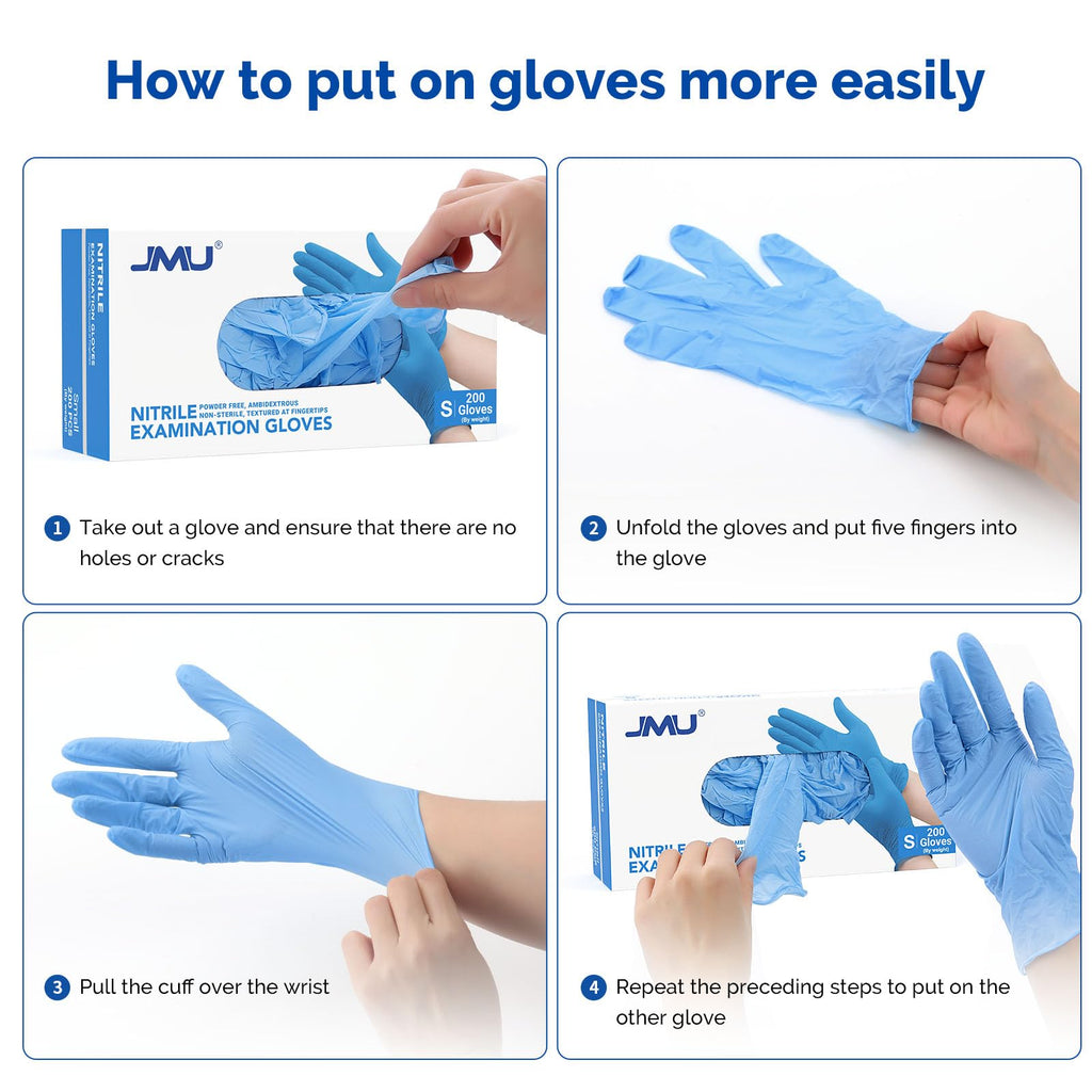 JMU Nitrile Exam Gloves Large, 3.5 Mil, Powder-Free, Latex-Free, Disposable Medical Glove, Blue, 4000 Count