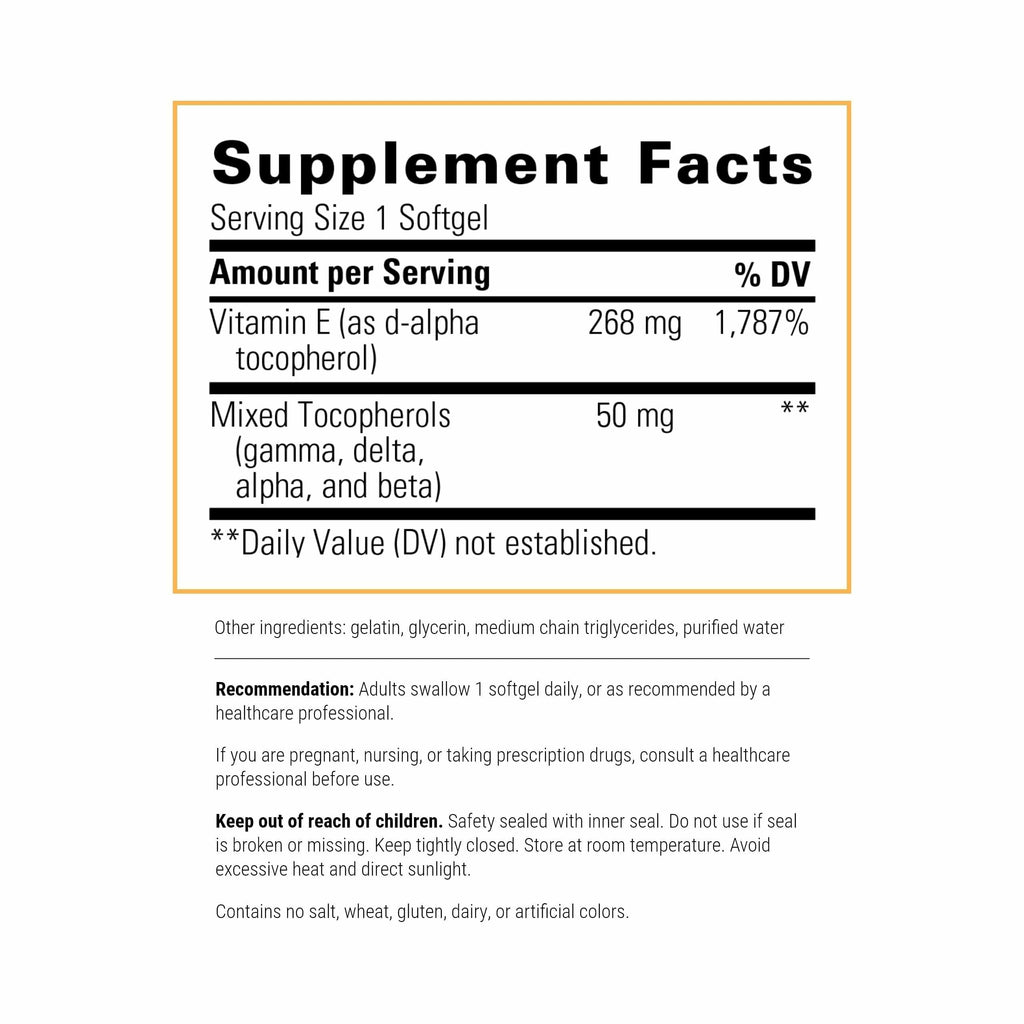 Integrative Therapeutics Vitamin E - Antioxidant Supplement for Cardiovascular Health Support* - Heart Support* - Dairy-Free & Gluten-Free - 60 Vitamin Softgels (60 Servings)