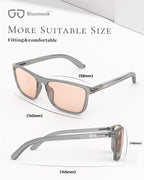 Bloomoak Rose Tinted Photochromic Migraine Relief Glasses, FL- Flex Pink Light Sensitivity Glasses for Fluorescent LED Glare, Photophobia, Eye Strain