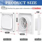 Houseluxe Dryer Vent Cover Outside 4 inch, Magnetic Door Design, Durable Airflow Vent with Lint Trap Screen, Thickened Material, 6 inch x 6 inch Size, White