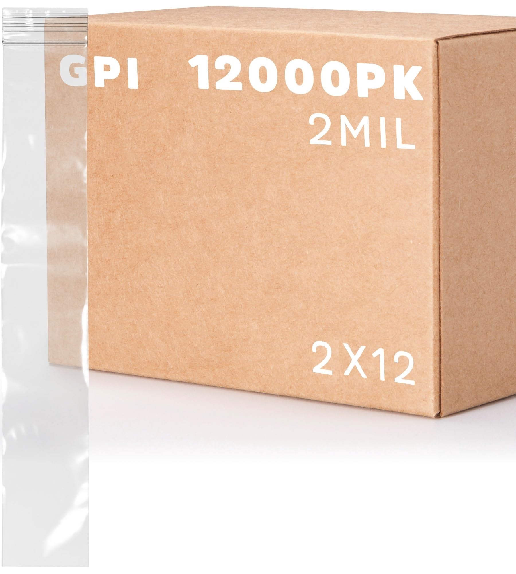 12,000 Case - 2" x 12" Long Zip Bags, 2 Mil, Clear Plastic Reclosable Zipper Poly Baggies, with Resealable Zip Top Lock Seal, for Incense, Necklaces, Jewelry, Medical Supplies, Beads & Seeds