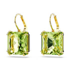Swarovski Millenia Drop Earrings, Square Cut, Green Crystal, Gold-tone Finish