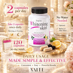 VAITE Glutathione Whitening Pills - Dark Spots & Acne Scar Remover - Vegan Skin Bleaching Pills with Anti-Aging & Antioxidant Effect - 120 Capsules (3 Pack)