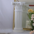 VISIBLE Decorative Roman Column Pedestal, Black Bronze, MGO Cement with Fiber, Classical Garden Pillar, Indoor Outdoor Decor (White, 33.5IN)