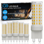 Ralbay 6-Pack Dimmable G9 LED Bulbs 9W 6000K White Light, 900LM Ultra Bright Creates Cozy Warm Glow, Wide Dimmer Compatible for Bedroom Living Room Lamp