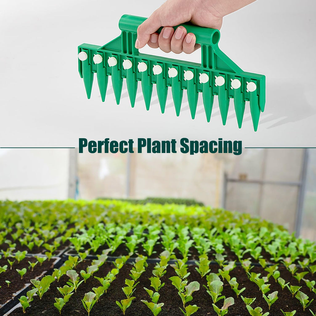 HHTHH Seed Dibber, Multifunctional Seed Spacer Tool, Seed-in Soil Digger Garden Spacer aid for Planting Seeds Laying Out ideally Spaced Rows (Green)