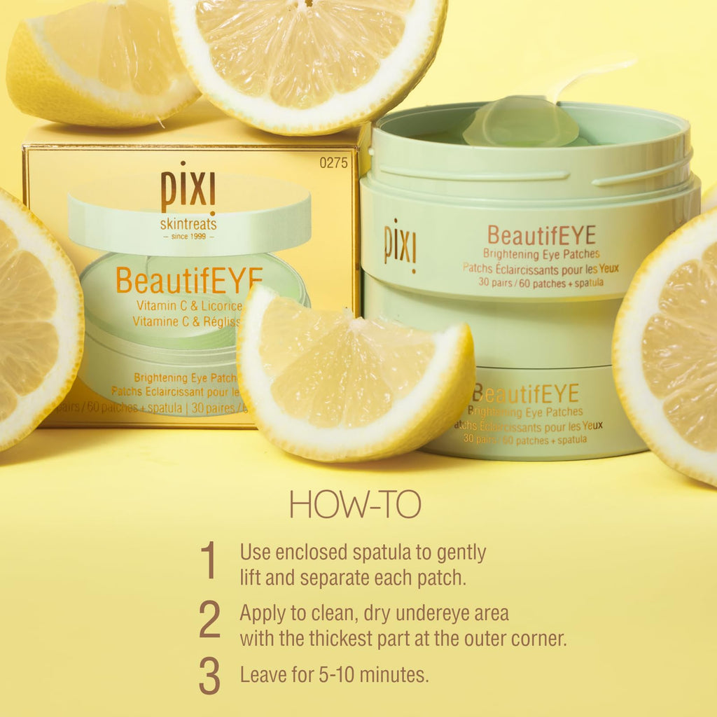 Pixi BeautifEYE Hydrogel Under-Eye Patches | Refreshing Eye Patches For Dark Circles | Brighten & Hydrate Under Eyes | 30 Pairs / 60 Patches