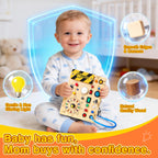 Grarain Busy Board for Toddlers - Montessori Educational Toy for 1-3 Year Old Boys & Girls | Travel-Friendly Sensory Learning Activity | Ideal for Kids with Autism(Busy Board v2)