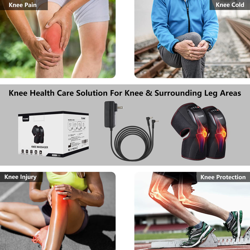 FIT KING Knee Massager with Heat, Knee Brace Wrap for Arthritis Pain Relief, Air Compression Massage Improves Circulation, 3 Modes and 3 Intensities