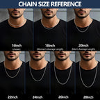 Fiusem Silver Chain Necklace for Men 3mm Stainless Steel Rope Chain 24 Inch