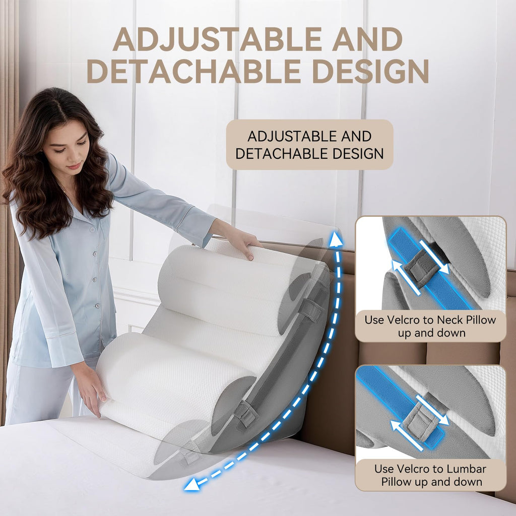 Yojoker 9PCS Orthopedic Bed Wedge Pillow Set for Sleeping, Back and Leg Pain Relief, Post Surgery Foam Pillow for Body, Triangle Adjustable Support Pillow - Acid Reflux Sleeping Pillows