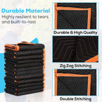 SIMPLI-MAGIC 79523 Heavy Duty Padded Moving Blankets, Black/Orange, 72” x 80”, 12 Pack