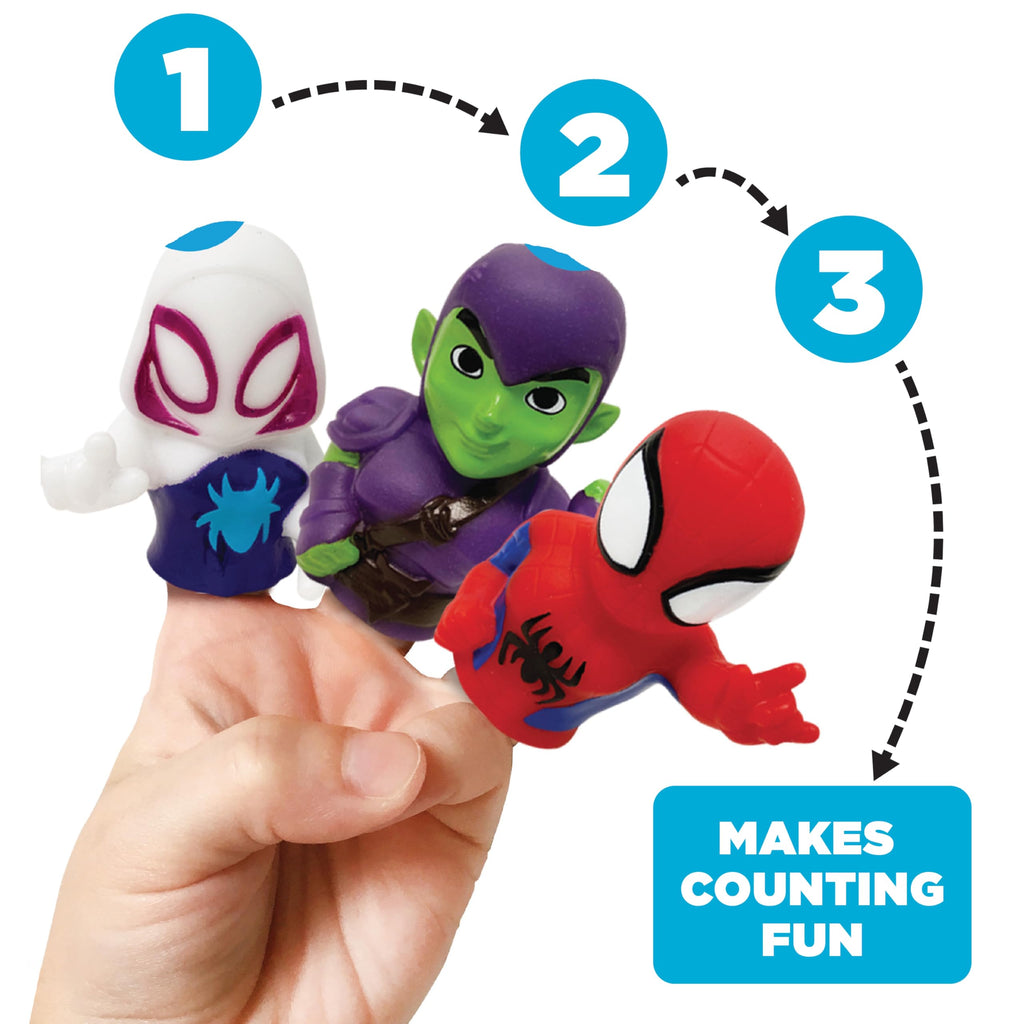 Ginsey Spidey and His Amazing Friends 5-Piece Finger Puppet Set, Bath Toys, Party Favors, 1.0 Count, 0.25 Pound