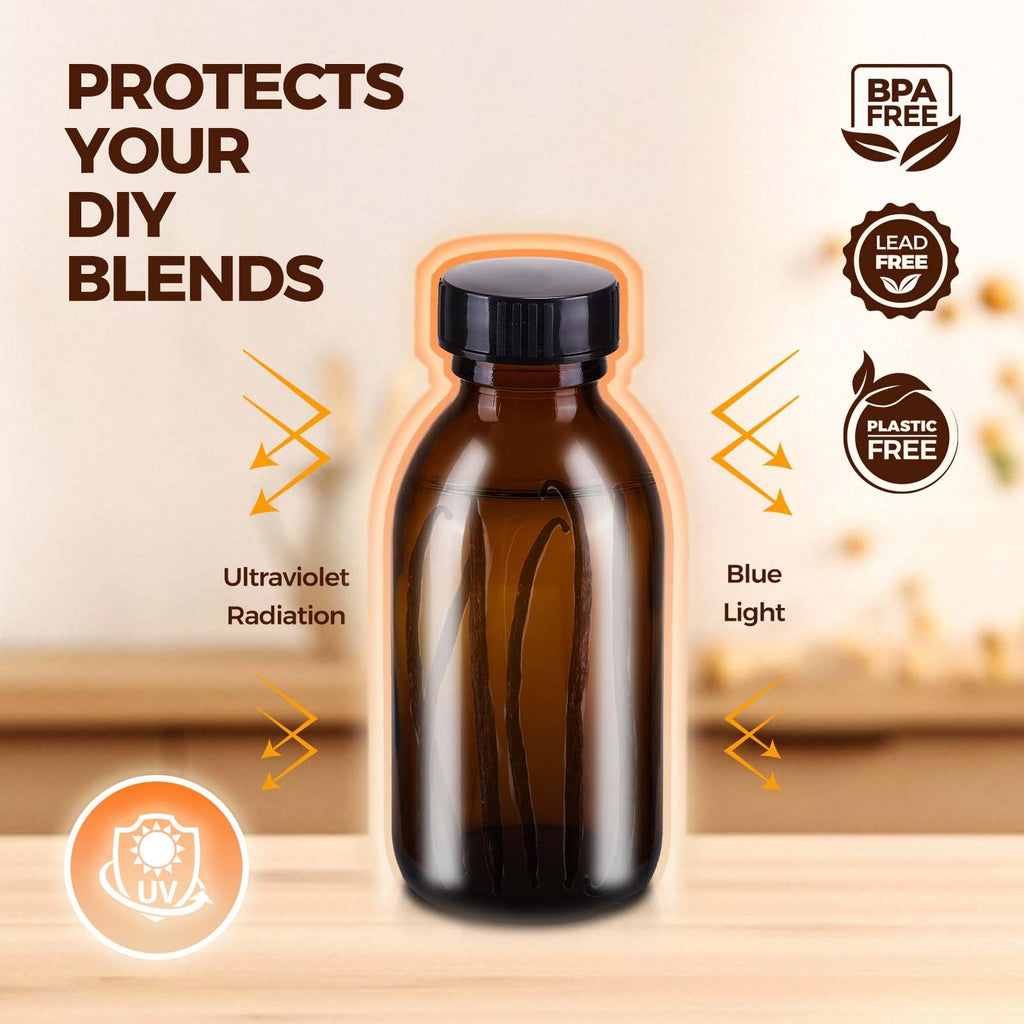 12 Pack 4 oz Vanilla Extract Bottles, Amber Glass Bottle with Twine