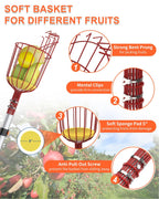 Buyplus 26ft High Reach Fruit Picker with Basket Telescoping, 5-20 Foot Heavy Duty Sturdy Aluminium Telescoping Extension Pole, Easy to Attach Twist-On Metal Basket for Picking Mango Avocado Lemon