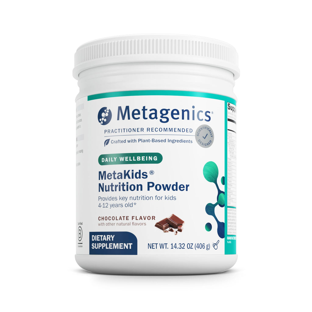 Metagenics MetaKids Nutrition Powder - Kids Multivitamin Powder with Prebiotics, DHA, Protein & Amino Acids* - Complete Protein - Non‑GMO, Gluten‑Free - Chocolate - 14.32 oz