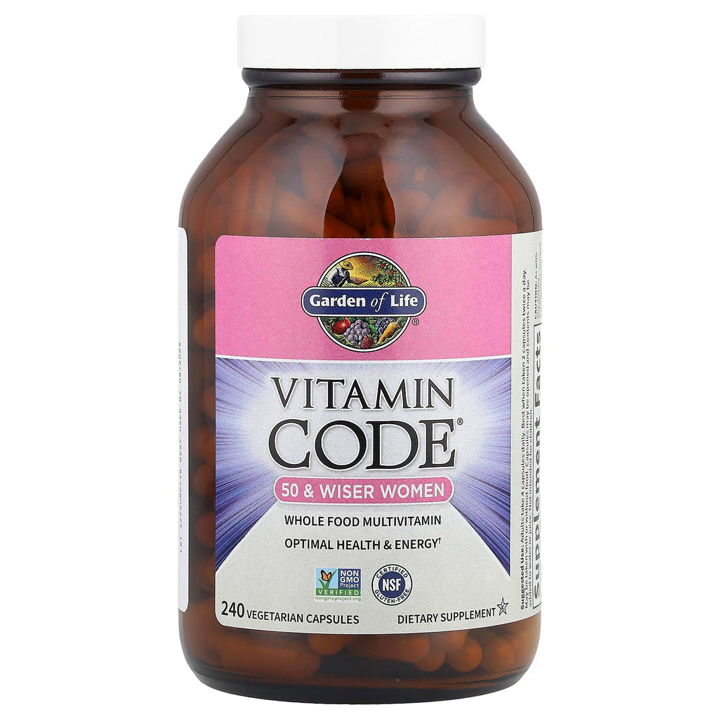Garden of Life Vitamin Code Multivitamin for Women 50 & Over, B Vitamins, A, C, D3, E & K, CoQ10, Probiotics & Enzymes, for Women 50 Plus, 240 Capsules