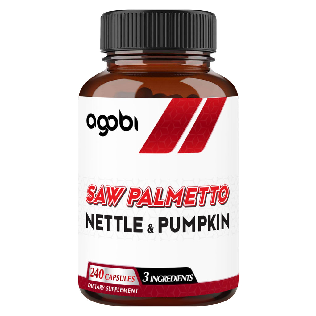 agobi Saw Palmetto Supplement with Nettle Leaf & Pumpkin - Support for Restful Mood, Hair Health, Immune System & Energy Production - 240 Veggie Capsules for 4-Month Suppply