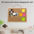 GDMINLO Cork Board Bulletin Board, 15.7"X 11.81" pin Boards for Walls, Oak Wood Finish Frame, Wall Mounted Cork Board for Office Home and School(Pins, Eye Bolts, gaskets, Screws) (Pack of 2)
