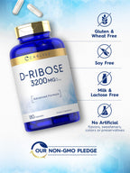 Carlyle D-Ribose Capsules | 3200mg | 180 Pills | Advanced Formula