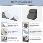 Yojoker 4PCS Orthopedic Bed Wedge Pillow Set for Sleeping, Post Surgery Foam Pillow for Body, Back and Leg Pain Relief, Triangle Adjustable Support Pillow - Acid Reflux Sleeping Pillows
