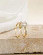 EAMTI Wedding Ring Set for Women Oval Cut Travel Engagement Rings Size 7