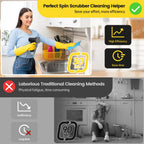 StarVal Electric Spin Scrubber, 3000 mAh Cordless Power Scrubber with 8 Replaceable Heads, Dual Speed Lightweight Handheld Scrubber for Cleaning Stove/Bowl/Sink/Corner/Tile/Grout (Black)