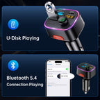 Syncwire Bluetooth 5.4 Car Adapter 48W FM Transmitter for Hands Free Calls