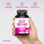 Beef Organ Supplement for Women - Grass Fed Beef Liver, Heart, Kidney & Uterus 1000mg Per Serving - Support Women's Energy & Overall Health - Third Party Tested & Non GMO - USA Made (120 Capsules)