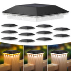 Mlambert 12 Pack Solar Post Cap Lights Outdoor - 3 Lighting Modes Waterproof LED Solar Post Lights Fit 3.5×3.5 Wood/4×4 Vinyl Fence Deck Posts, Black