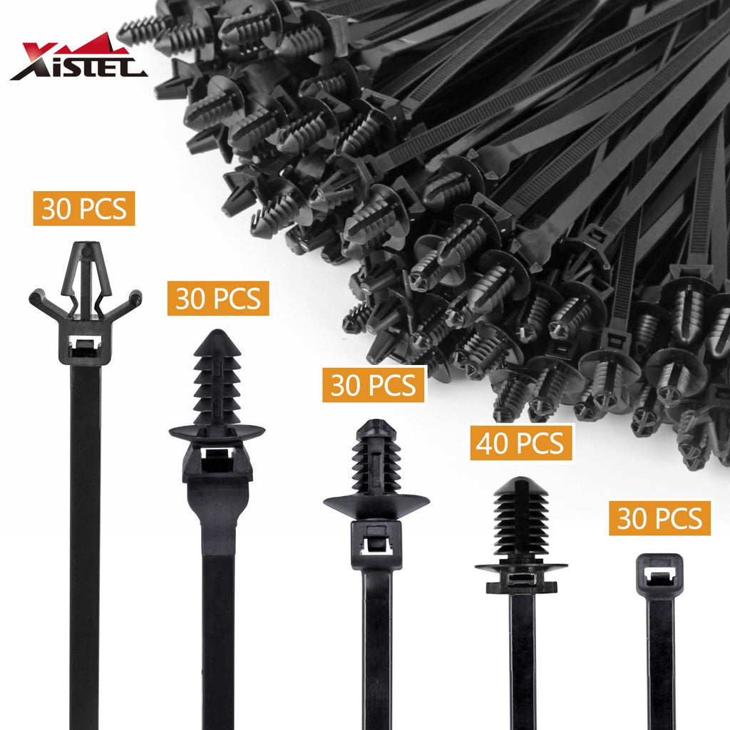 Xislet 160Pcs Cable Tie Buckle Push Pin Christmas Tree Zip Ties Clips