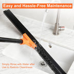 Heavy Duty Floor Squeegee for Concrete Tile Cleaning, 24" Rubber Wiper Squeegee Broom with Long Handle, Commercial Scrubber Mop for Garage Deck Bathroom Kitchen Pool Glass