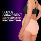 Always Discreet Boutique Incontinence and Postpartum Underwear for Women, Maximum Protection, Large, Rosy, 18 Count