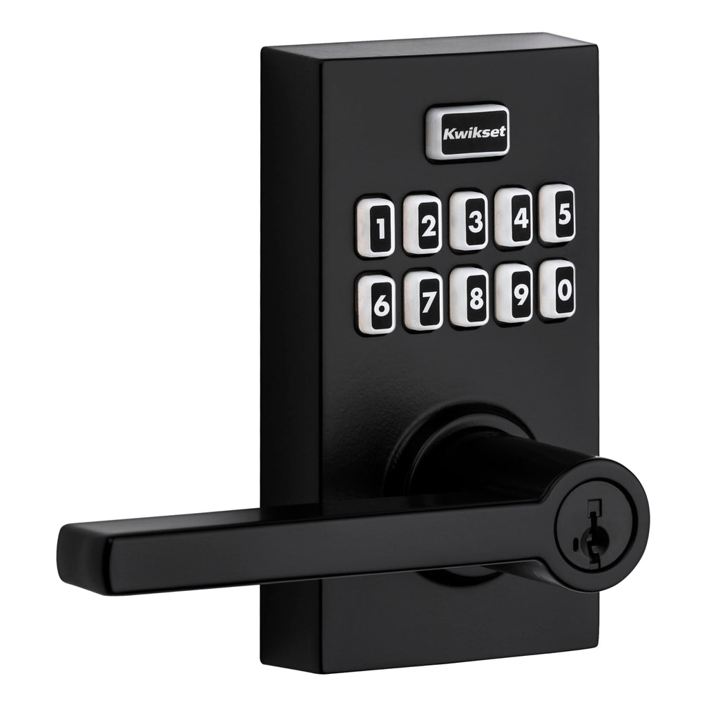 Kwikset SmartCode 917 Keypad Keyless Entry Residential Electronic Lever Lock Deadbolt Alternative with Halifax Door Handle, SmartKey Security, Matte Black Contemporary
