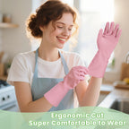 Jsocoah Rubber Kitchen Dishwashing Gloves, 5 Pairs Eusable Cleaning Gloves For Washing Dishes, Bathroom, Pet care, Garden Non-Slip Durable Rubber Gloves For Daily Use (Medium)