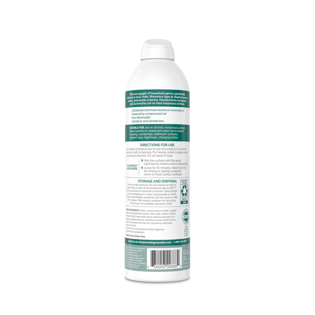 Seventh Generation Disinfecting Spray Cleaner Eucalyptus and Thyme Disinfectant 13.9 oz, Pack of 8