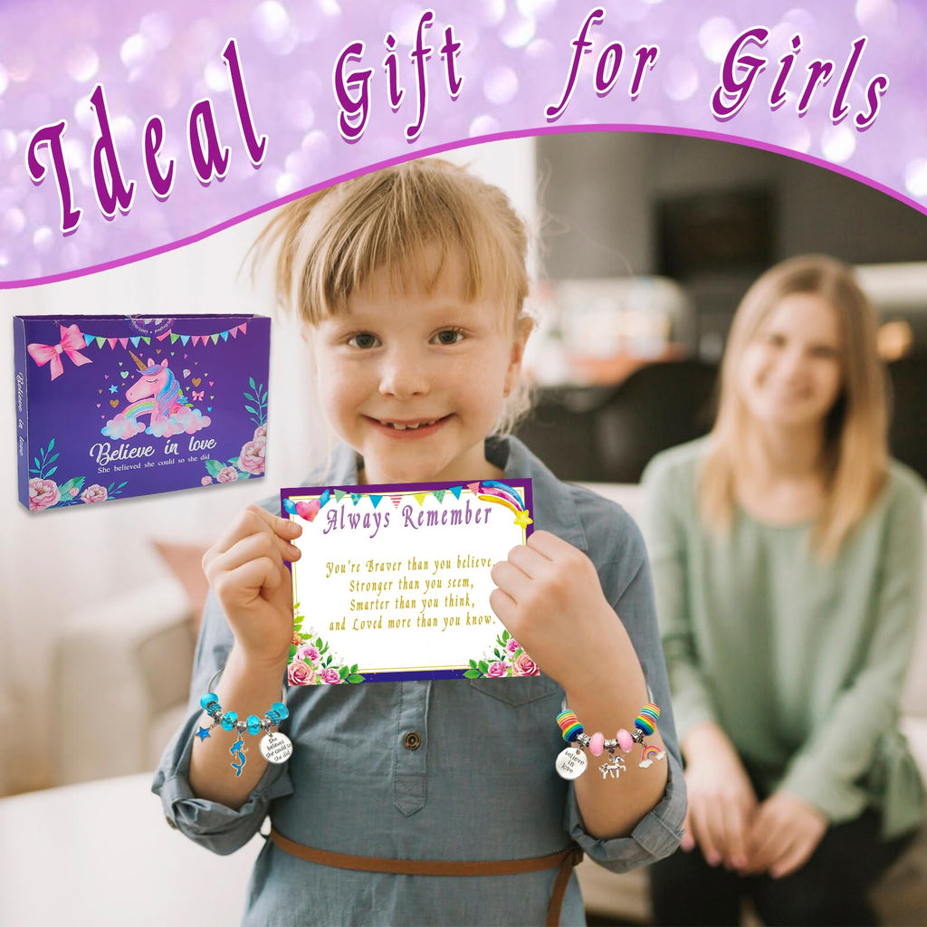 Charm Bracelet/Jewelry Making Kits for Kids Girls,Unicorn Birthday Gifts,Arts Crafts Toys for 5 6 7 8 9 12 Years Old Girls