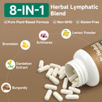 SpenHerb Lymphatic Drainage Capsules Supplements, 8-in-1 Herbal Lymphatic Blend Support Circulation and Natural Fluid Balance, Non-GMO Pure,120 Capsules/2 PCS