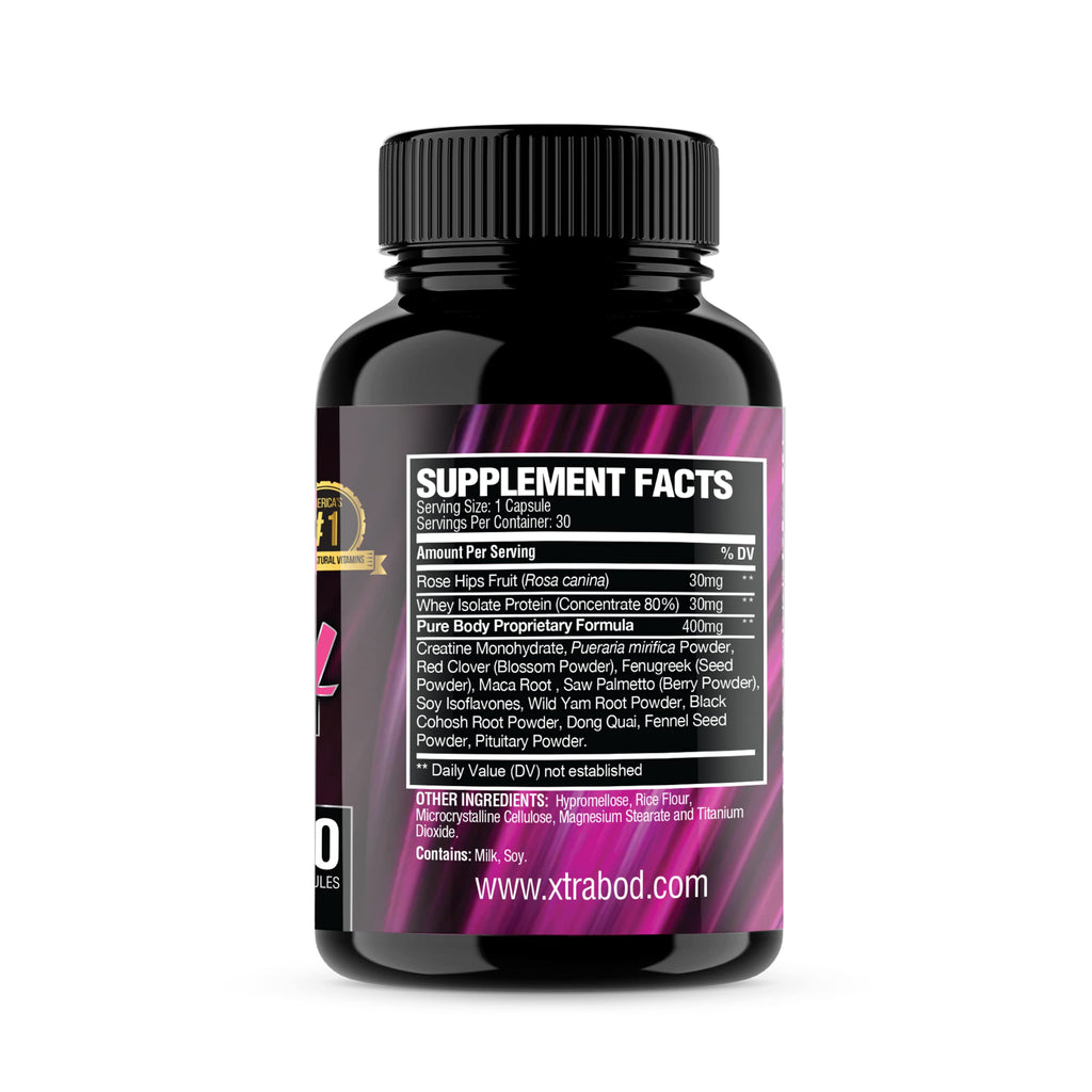 XtraBody Butt Enhancement and Breast Enlargement Supplement - Estrogen Enhancer - Increases Butt & Breast Size, Reduces Menstrual Symptoms & Provides an Extra Boost of Energy (1 Bottle=30 Capsules)
