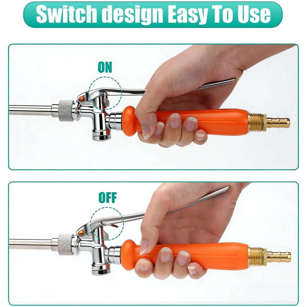 VANPET All Metal Sprayer Wand,1/4" & 3/8" & 1/2" Hose Fittings Sprayer Wand Replacement, Stainless Steel Sprayer Wand with Shut off Valve & 2 Hose Clamps (29 Inches Sprayer Wand)