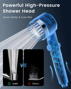 Fitespot Filtered Shower Head with Handheld with 4PCS Filters, High Pressure 4 Spray Modes Shower heads with Filter, IronDrops Water Softener Filter for Hard Water 70" Hose (Chrome)